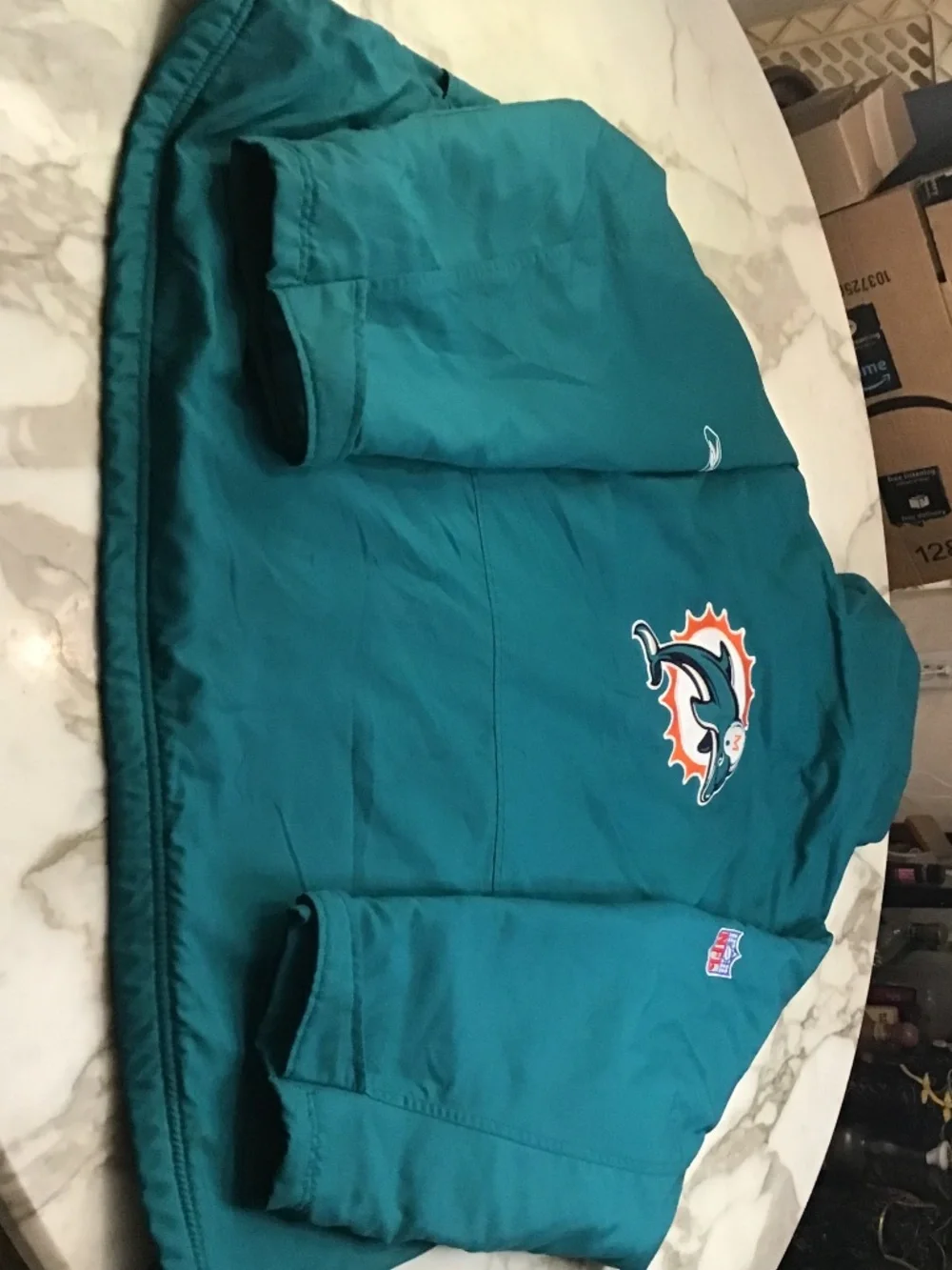 Vintage Reebook Embroidery Miami Dolphins Winter Jacket NFL 2XL.